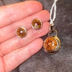 AlanK  pendant and earring sterling silver set